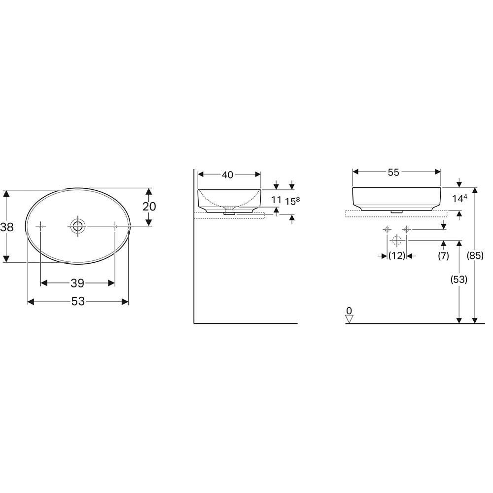 Geberit VariForm 55x40 cm Oval Çanak Lavabo 2