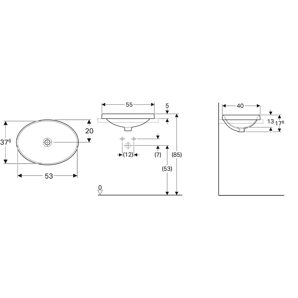 Geberit VariForm 55x40 Cm Oval Tezgah Üstü Lavabo - 500.718.01.2 2