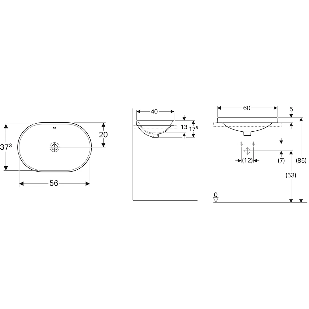 Geberit VariForm 60x40 cm Tezgah Üstü Lavabo 2