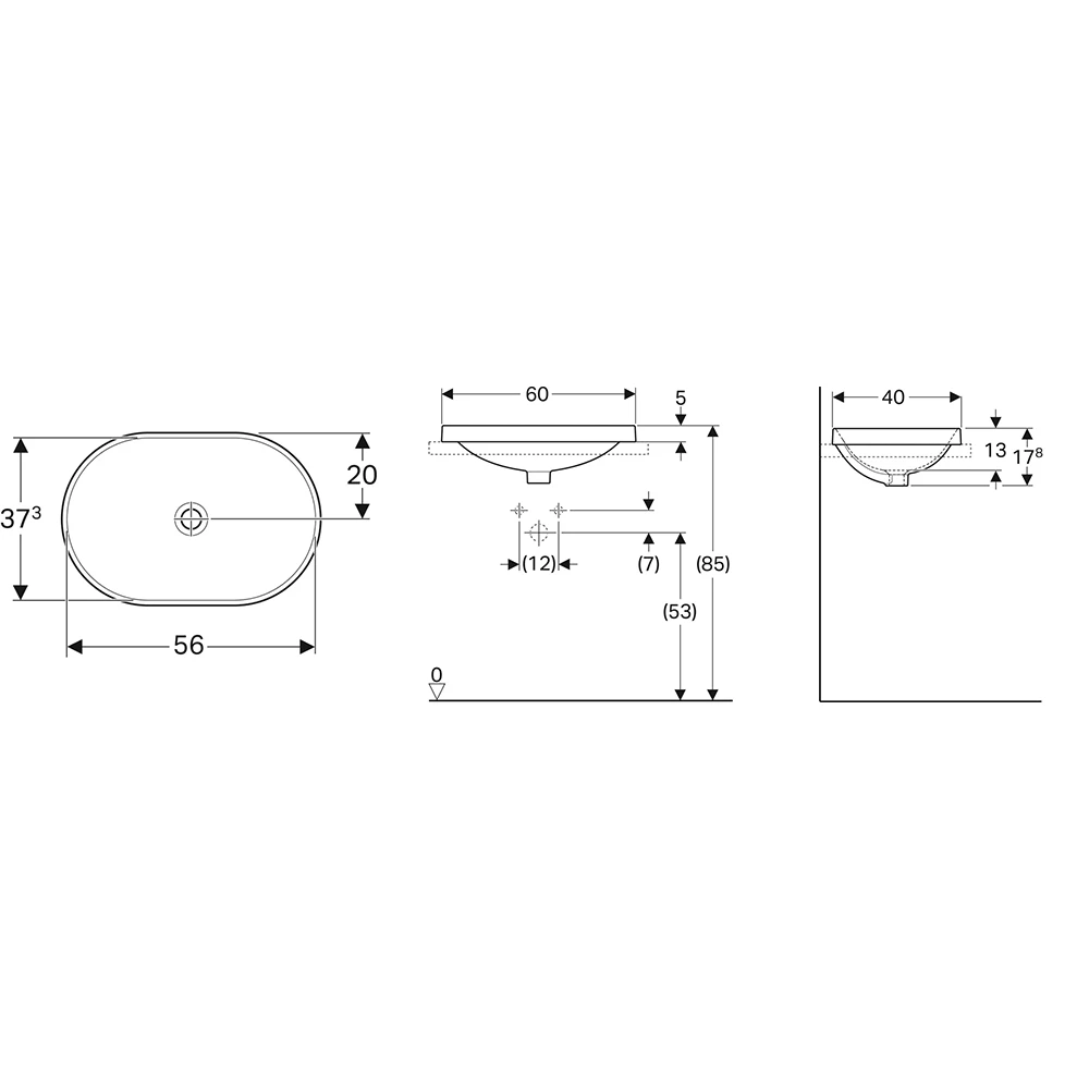Geberit VariForm 60x40 Cm Tezgah Üstü Lavabo - 500.730.01.2 2