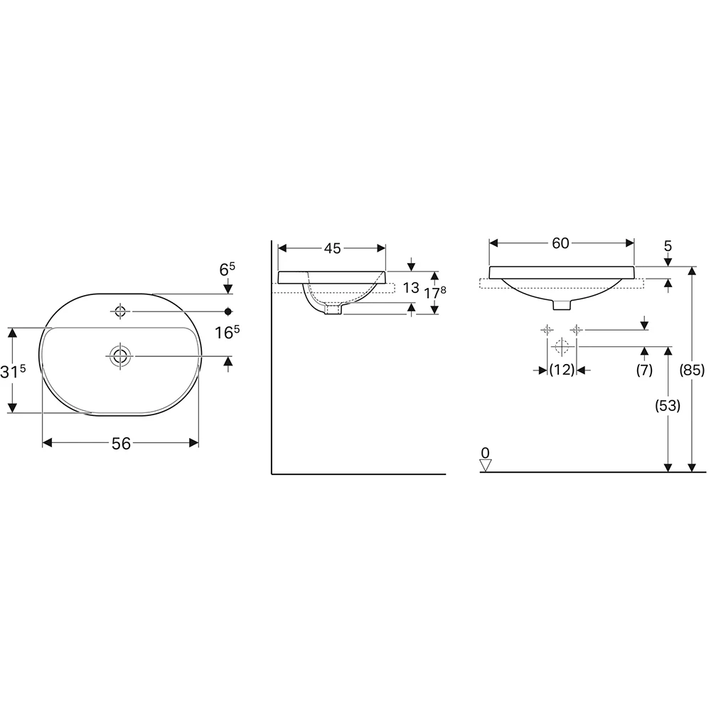 Geberit VariForm 60x45 Cm Tezgah Üstü Lavabo - 500.734.01.2 2