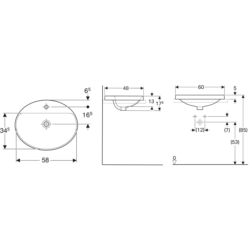 Geberit VariForm 60x48 Cm Oval Tezgah Üstü Lavabo - 500.726.01.2 2