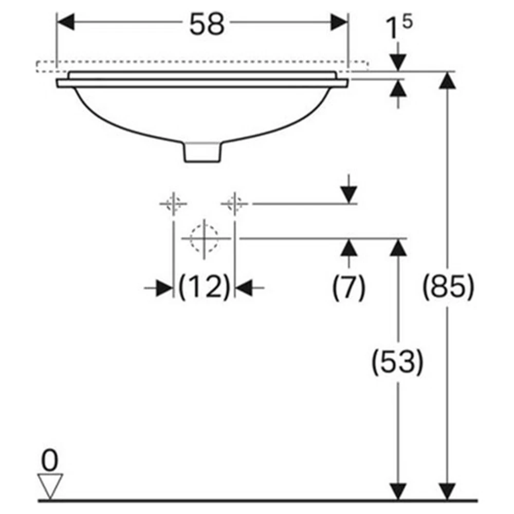 Geberit VariForm Dikdörtgen Tezgah Altı Lavabo 500.764.01.2 2