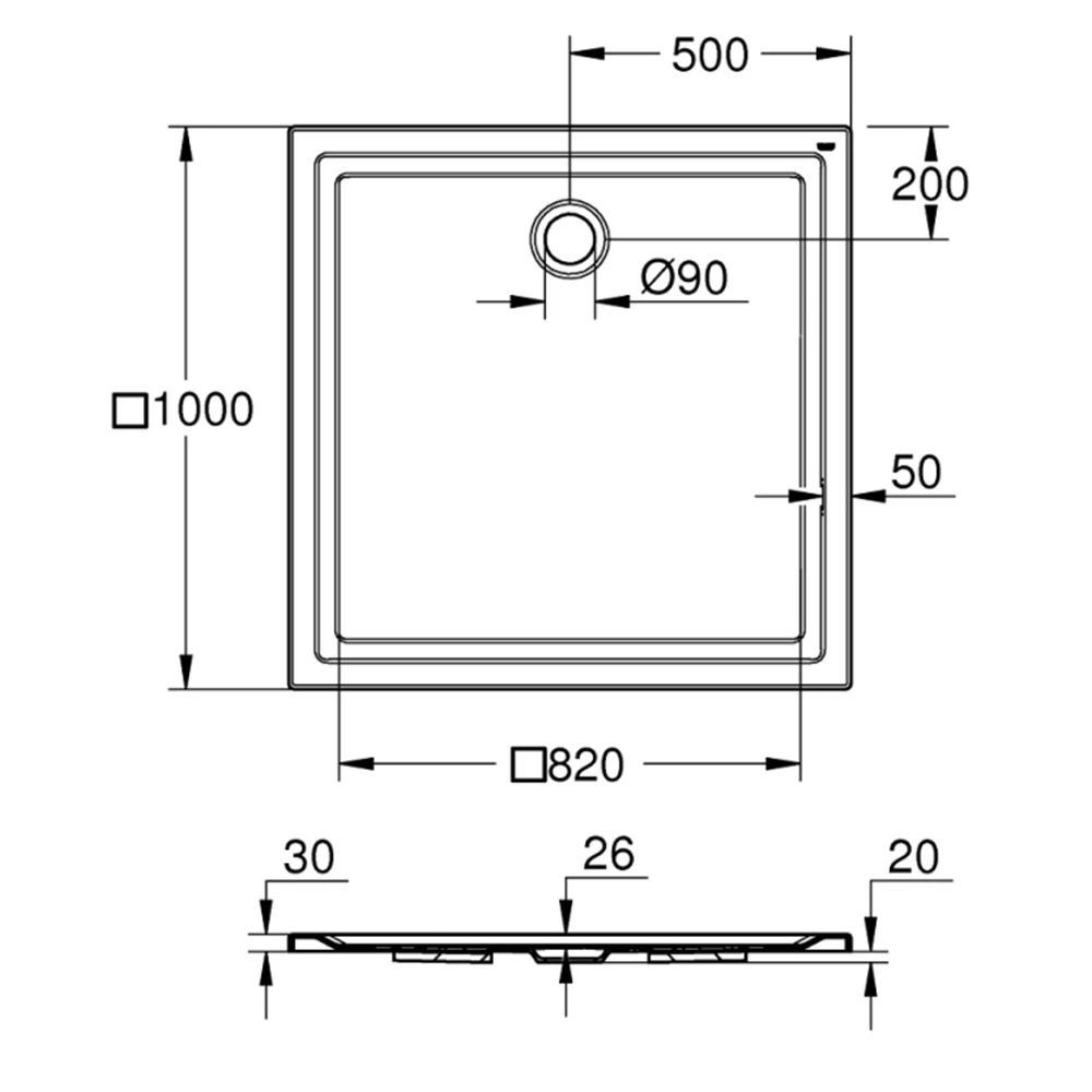 Grohe 100x100 Cm Akrilik Kare Duş Teknesi - 39300000 2