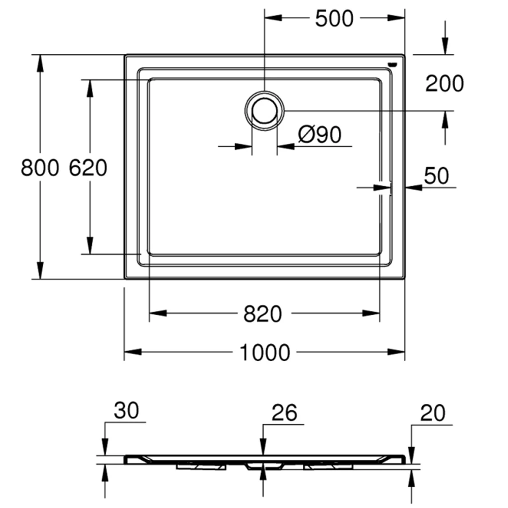 Grohe 80x100 Cm Akrilik Dikdörtgen Duş Teknesi - 39306000 2