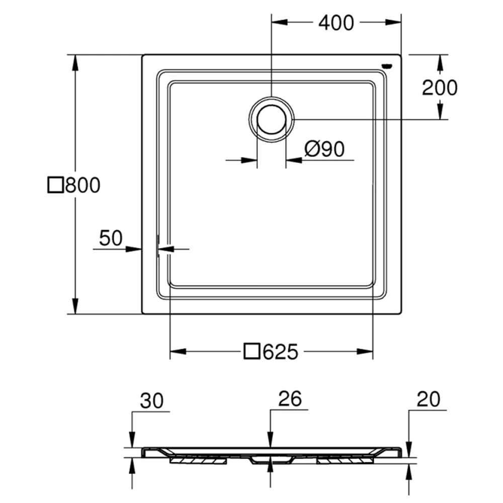 Grohe 80x80 Cm Akrilik Kare Duş Teknesi - 39302000 2