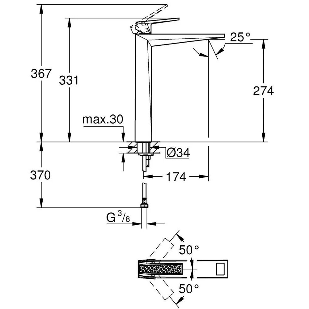 Grohe Allure Brilliant Private Collection Tek Kumandalı Nikel Lavabo Bataryası - 24419AL0 2