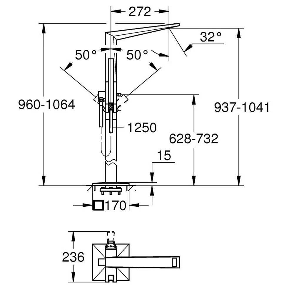 Grohe Allure Brilliant Private Collection Yerden Nikel Küvet Bataryası - 24423AL0 2
