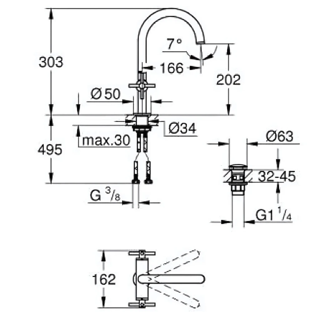 Grohe Atrio New Classic Tek Delikli Lavabo Bataryası - 21144000 2