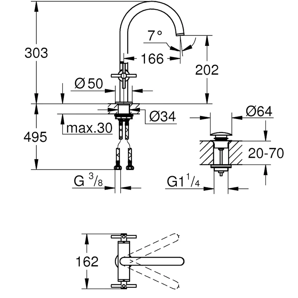 Grohe Atrio New Classic Tek Delikli Nikel Lavabo Bataryası - 21144AL0 2