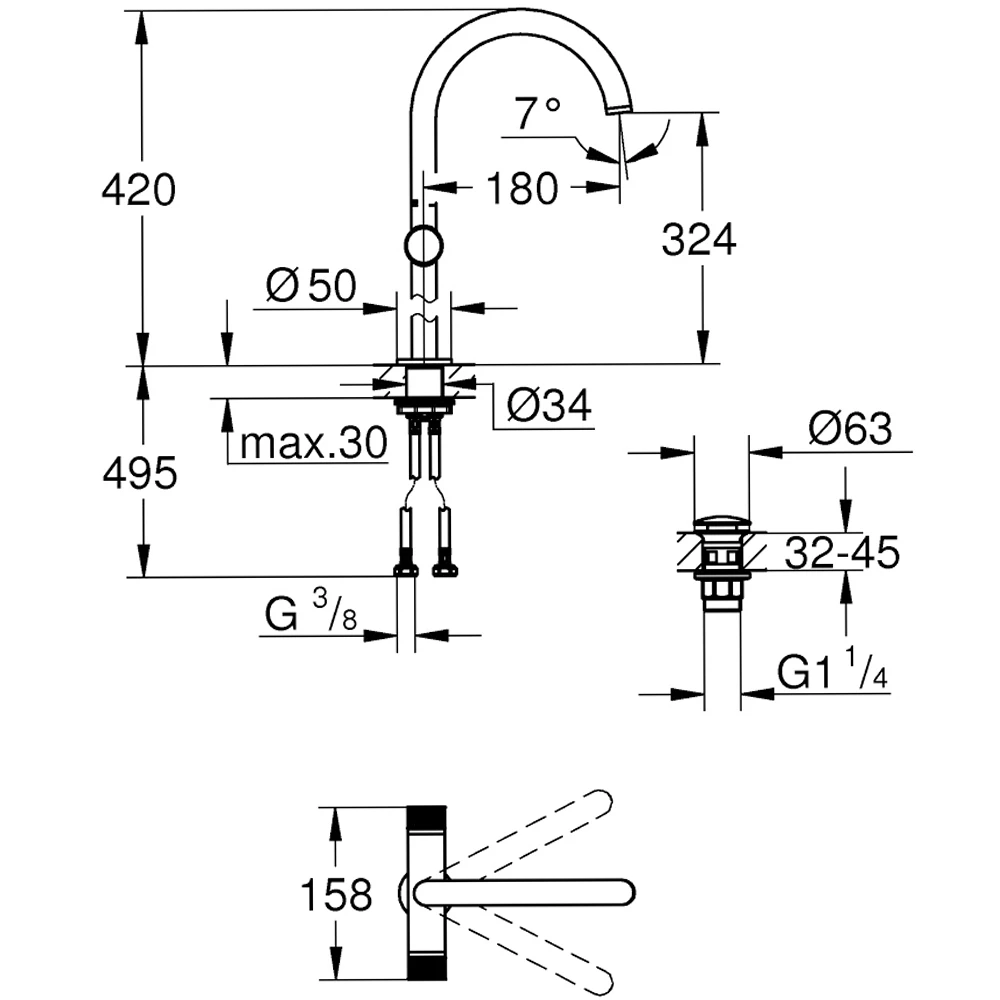 Grohe Atrio Private Collection Tek Delikli Lavabo Bataryası - 21142DC0 2