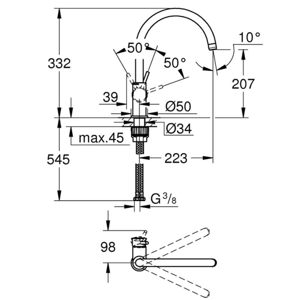 Grohe BauClassic 2020 Tek Kumandalı Eviye Bataryası - 31538001 2