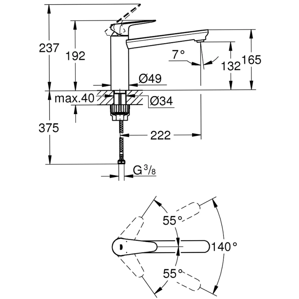 Grohe BauCurve 2020 Tek Kumandalı Eviye Bataryası - 31715000 2