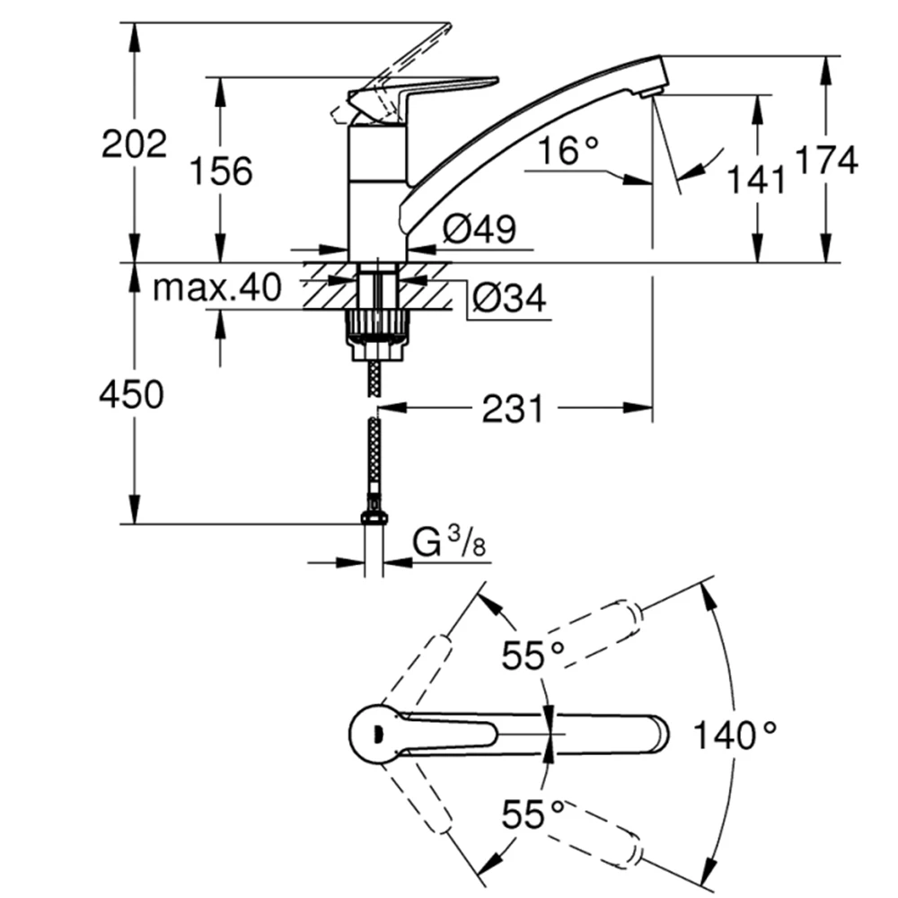 Grohe BauEco Tek Kumandalı Eviye Bataryası - 31680000 2