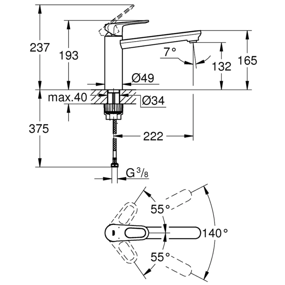 Grohe BauEdge 2020 Tek Kumandalı Eviye Bataryası - 31693000 2