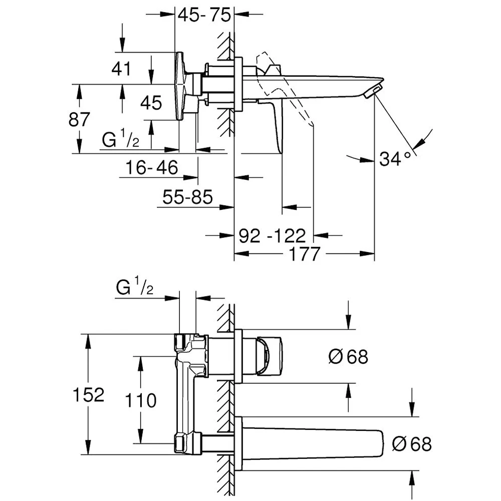 Grohe BauEdge 2020 İki Delikli Ankastre Lavabo Bataryası - 20474001 2