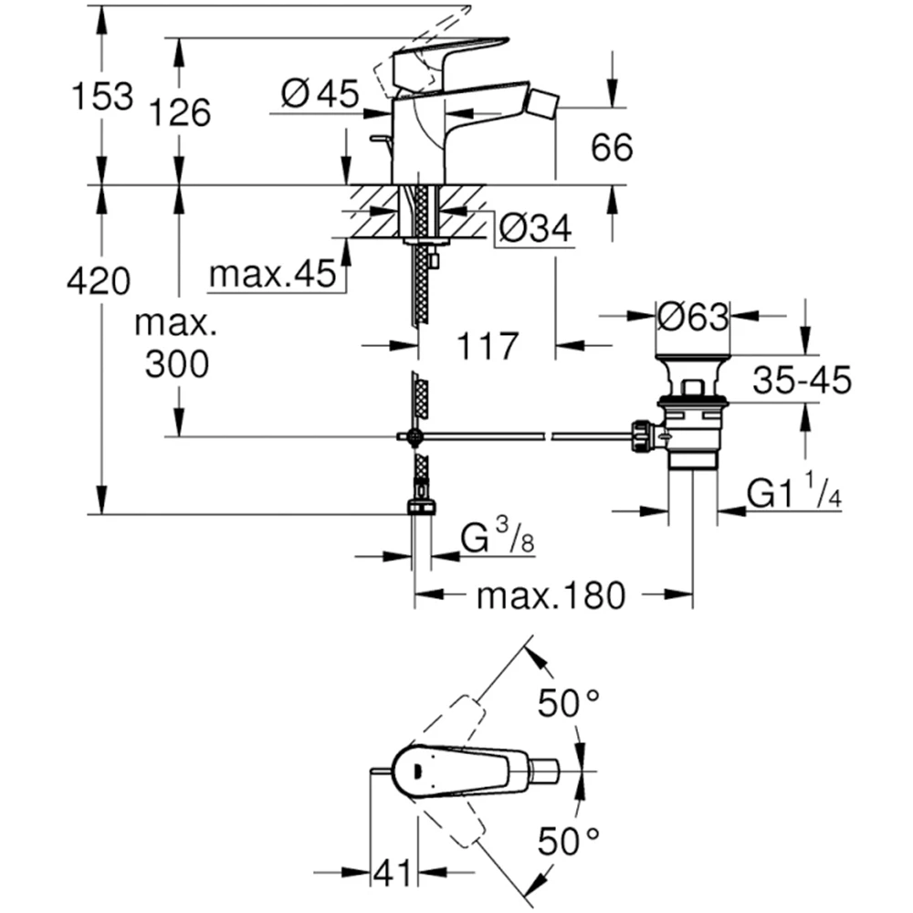Grohe BauEdge 2020 Tek Kumandalı Bide Bataryası - 23331001 2