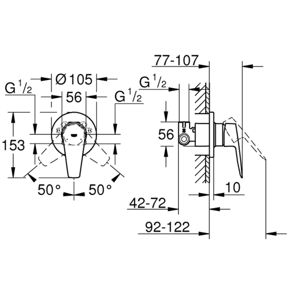 Grohe BauEdge 2020 Tek Kumandalı Duş Bataryası - 29040001 2