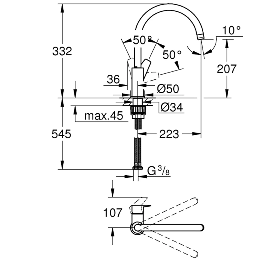 Grohe BauEdge 2020 Tek Kumandalı Eviye Bataryası - 31367001 2