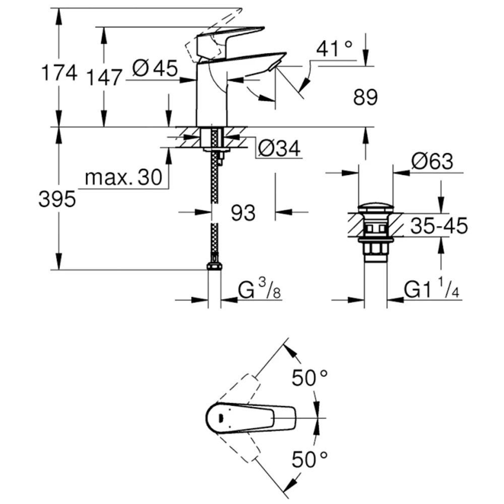 Grohe BauEdge 2020 Tek Kumandalı Lavabo Bataryası - 23895001 2