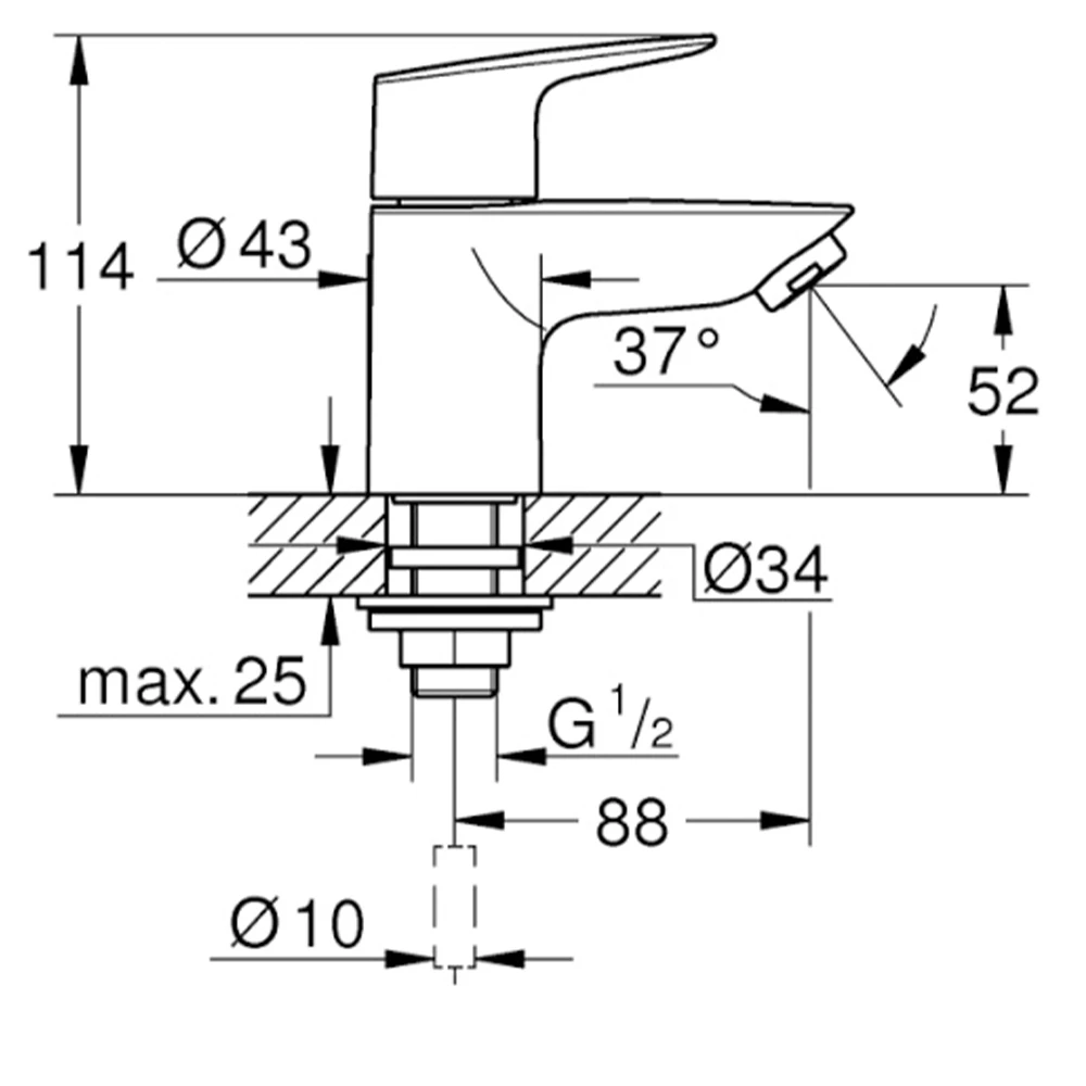 Grohe BauEdge 2020 Tek Su Girişli Batarya - 20421001 2