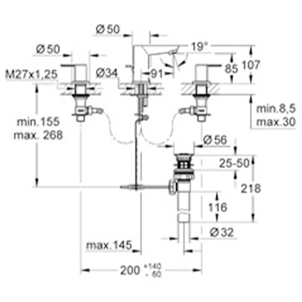 Grohe BauEdge 3 Delikli Lavabo Bataryası - 20197000 2