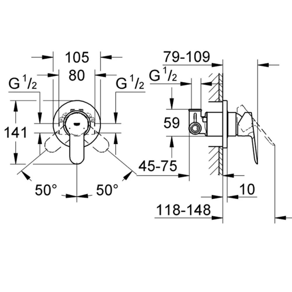 Grohe BauEdge Ankastre Duş Bataryası - 29040000 2