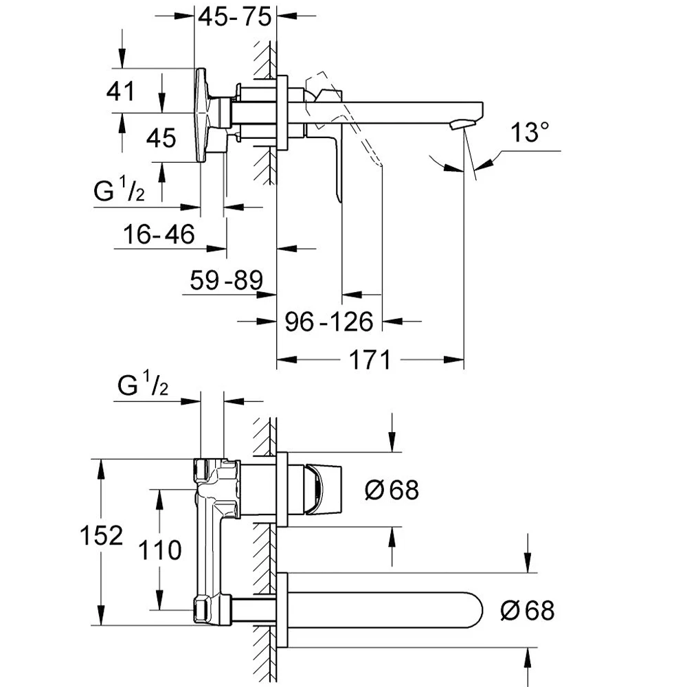Grohe BauEdge İki Delikli Ankastre Lavabo Bataryası - 20474000 2