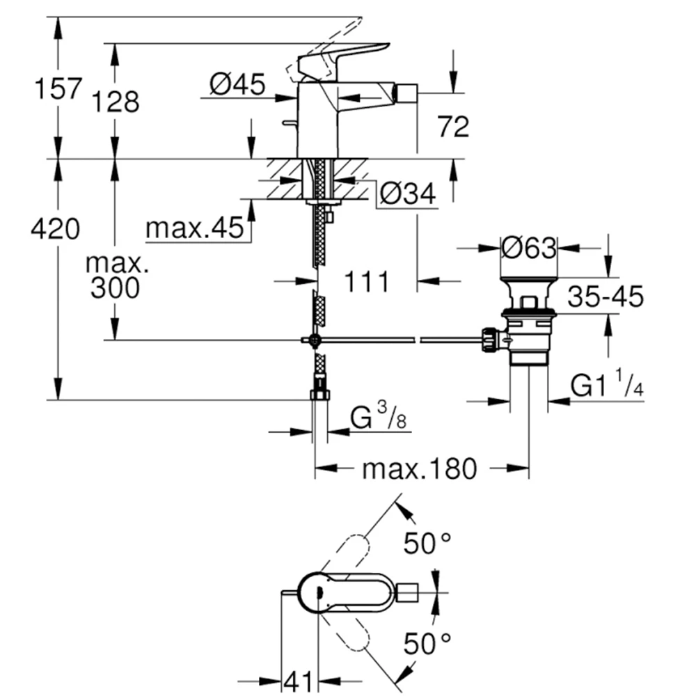 Grohe BauEdge Tek Kumandalı Bide Bataryası - 23331000 2
