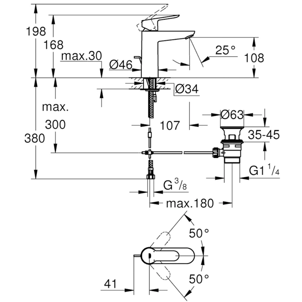 Grohe BauEdge Tek Kumandalı Lavabo Bataryası - 23758000 2