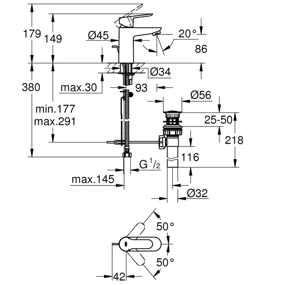 Grohe BauEdge Tek Kumandalı Lavabo Bataryası - 32819000 2