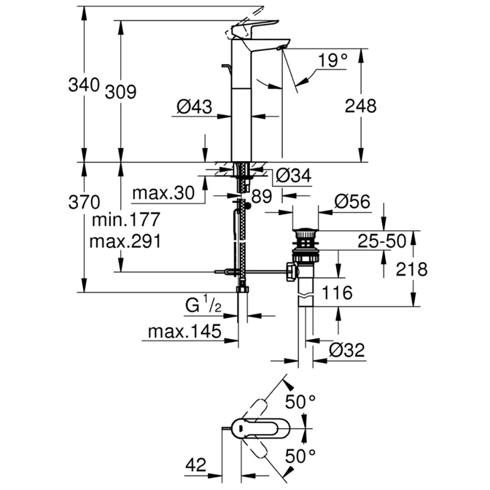 Grohe BauEdge Tek Kumandalı Lavabo Bataryası - 32860000 2