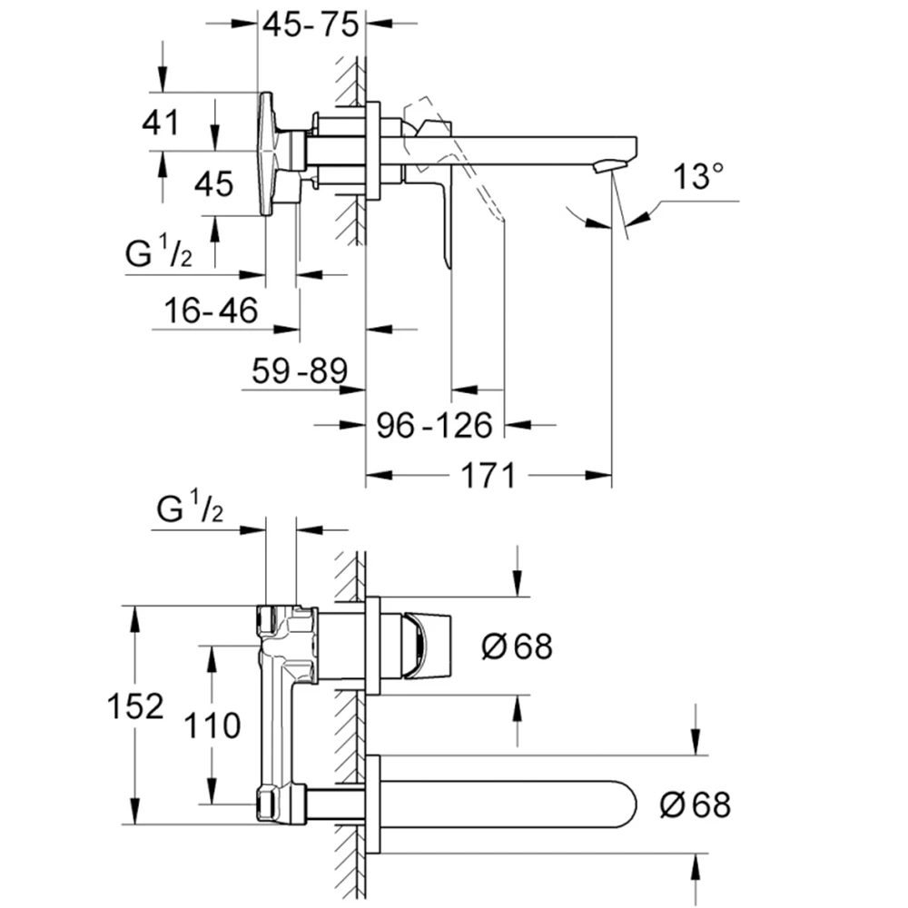 Grohe BauLoop İki Delikli Ankastre Lavabo Bataryası - 20289000 2