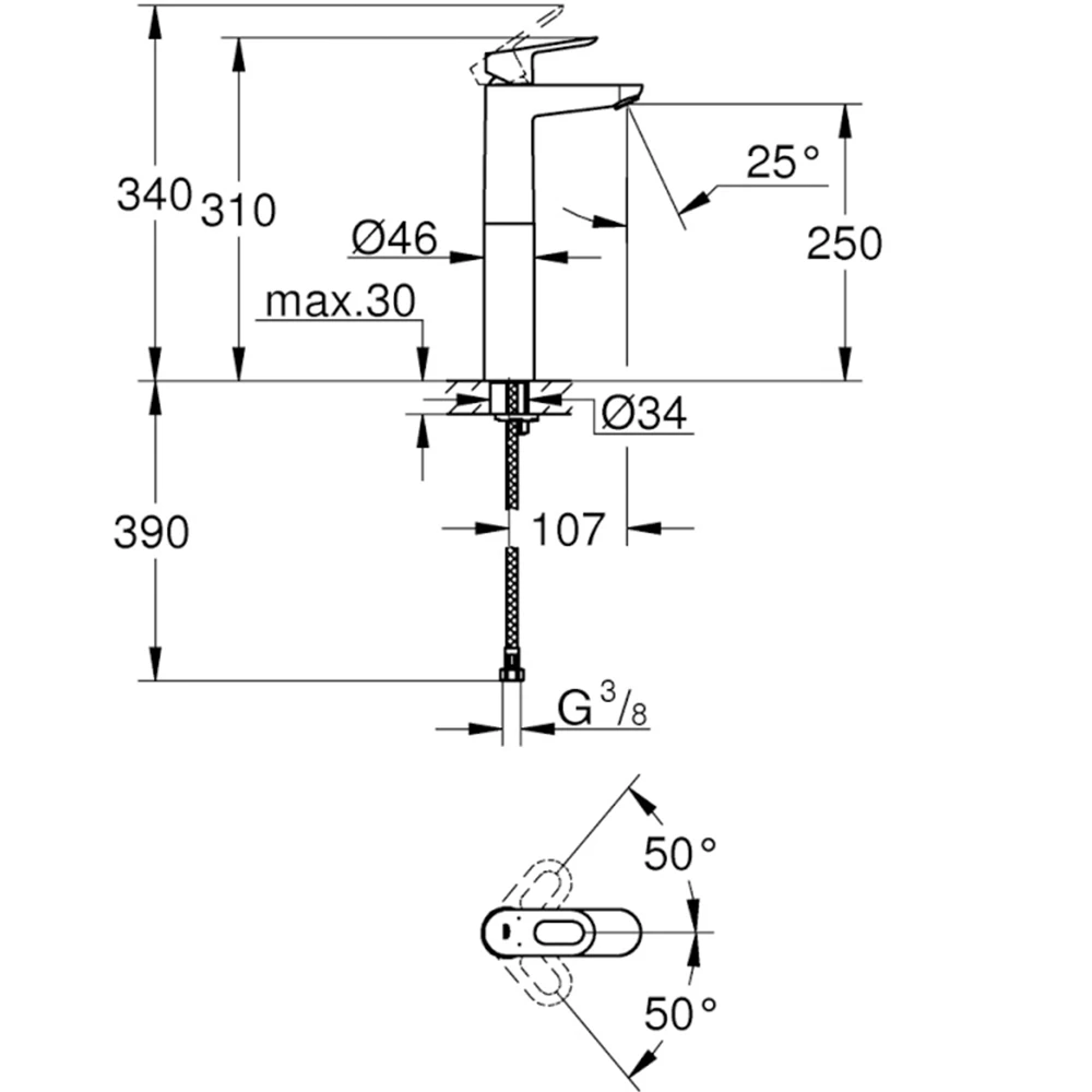 Grohe BauLoop Tek Kumandalı Lavabo Bataryası - 23764000 2
