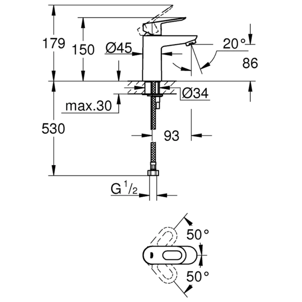 Grohe BauLoop Tek Kumandalı Lavabo Bataryası - 32854000 2