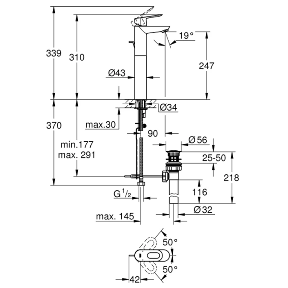 Grohe BauLoop Tek Kumandalı Lavabo Bataryası - 32856000 2