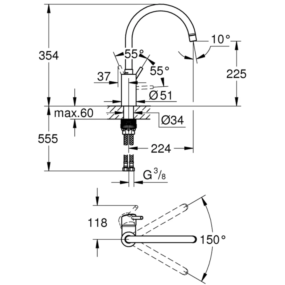 Grohe Concetto New Tek Kumandalı Eviye Bataryası - 32661003 2