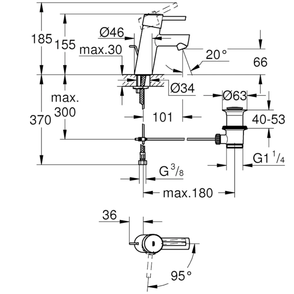 Grohe Concetto New Tek Kumandalı Lavabo Bataryası - 2338010E 2