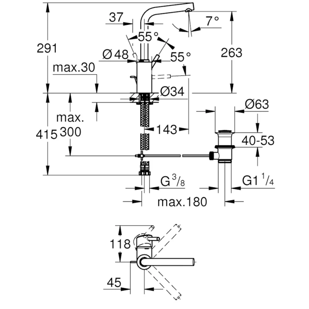 Grohe Concetto New Tek Kumandalı Lavabo Bataryası - 23739002 2