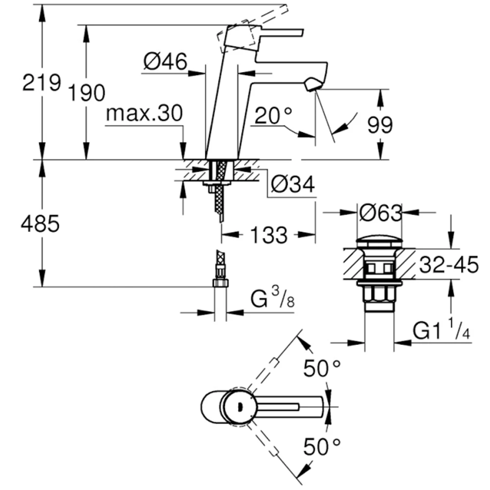 Grohe Concetto New Tek Kumandalı Lavabo Bataryası - 23932001 2
