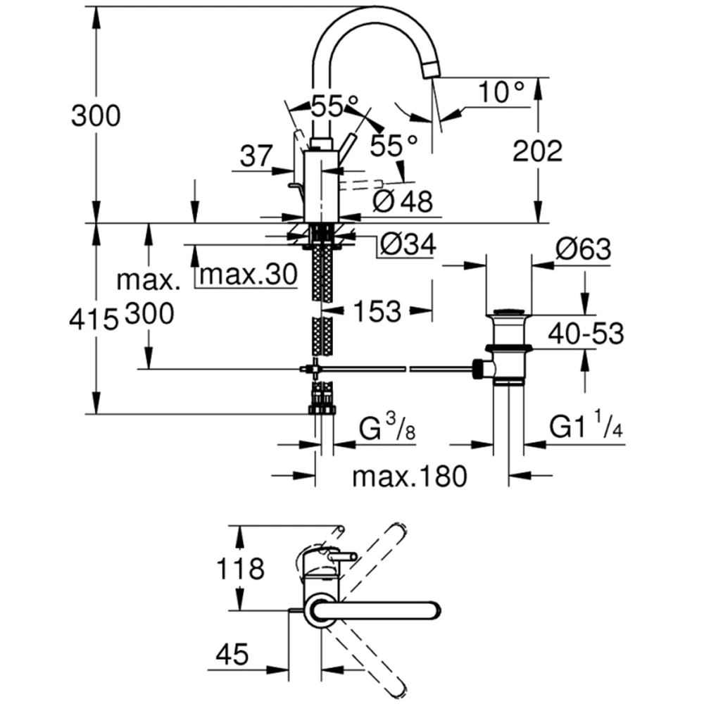 Grohe Concetto Tek Kumandalı Lavabo Bataryası - 32629002 2