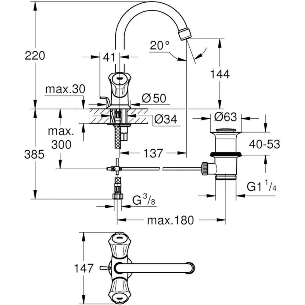 Grohe Costa L Tek Delikli Lavabo Bataryası - 21375001 2