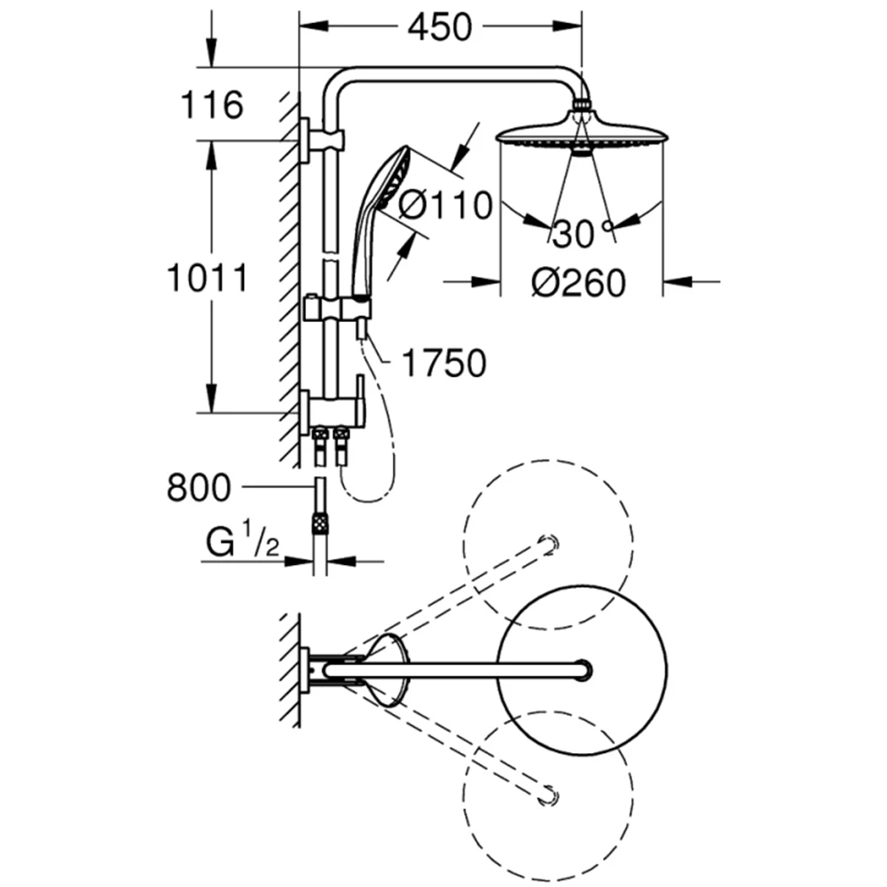Grohe Duvara Monte Yön Değiştiricili Duş Sistemi - 27421002 2