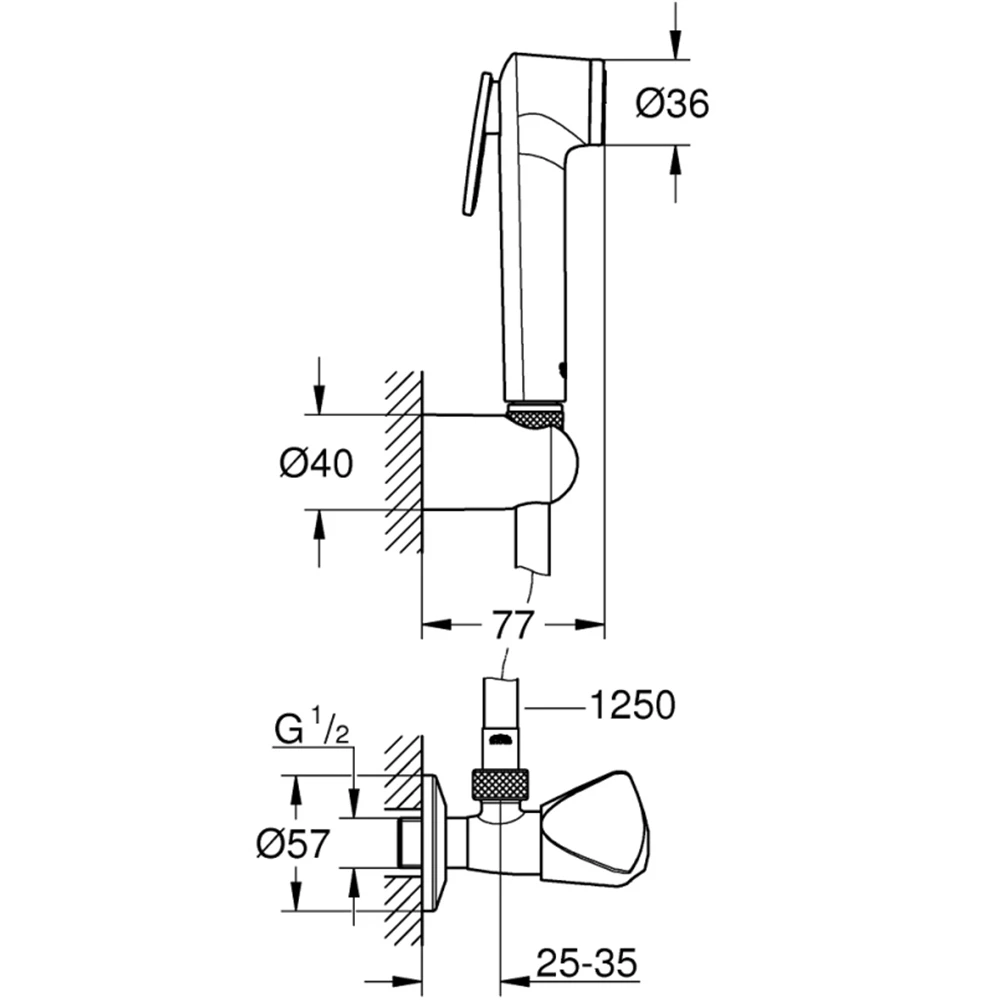Grohe Tempesta-F 1 Akışlı Taharet Spreyi Duvardan Askılı Set - 27514001 2