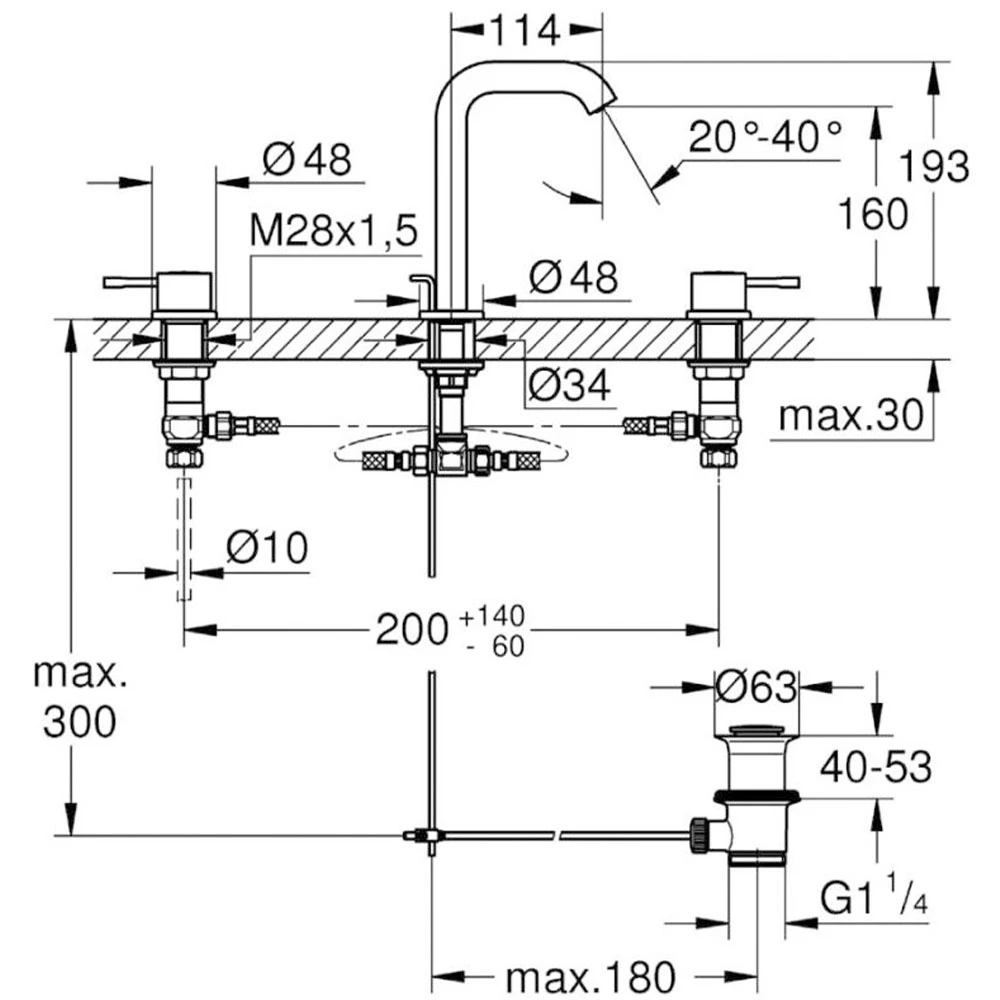 Grohe Essence New 3 Delikli Lavabo Bataryası - 20296001 2