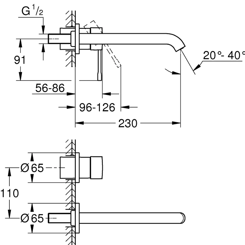 Grohe Essence New İki Delikli Altın Ankastre Lavabo Bataryası - 29193GL1 2