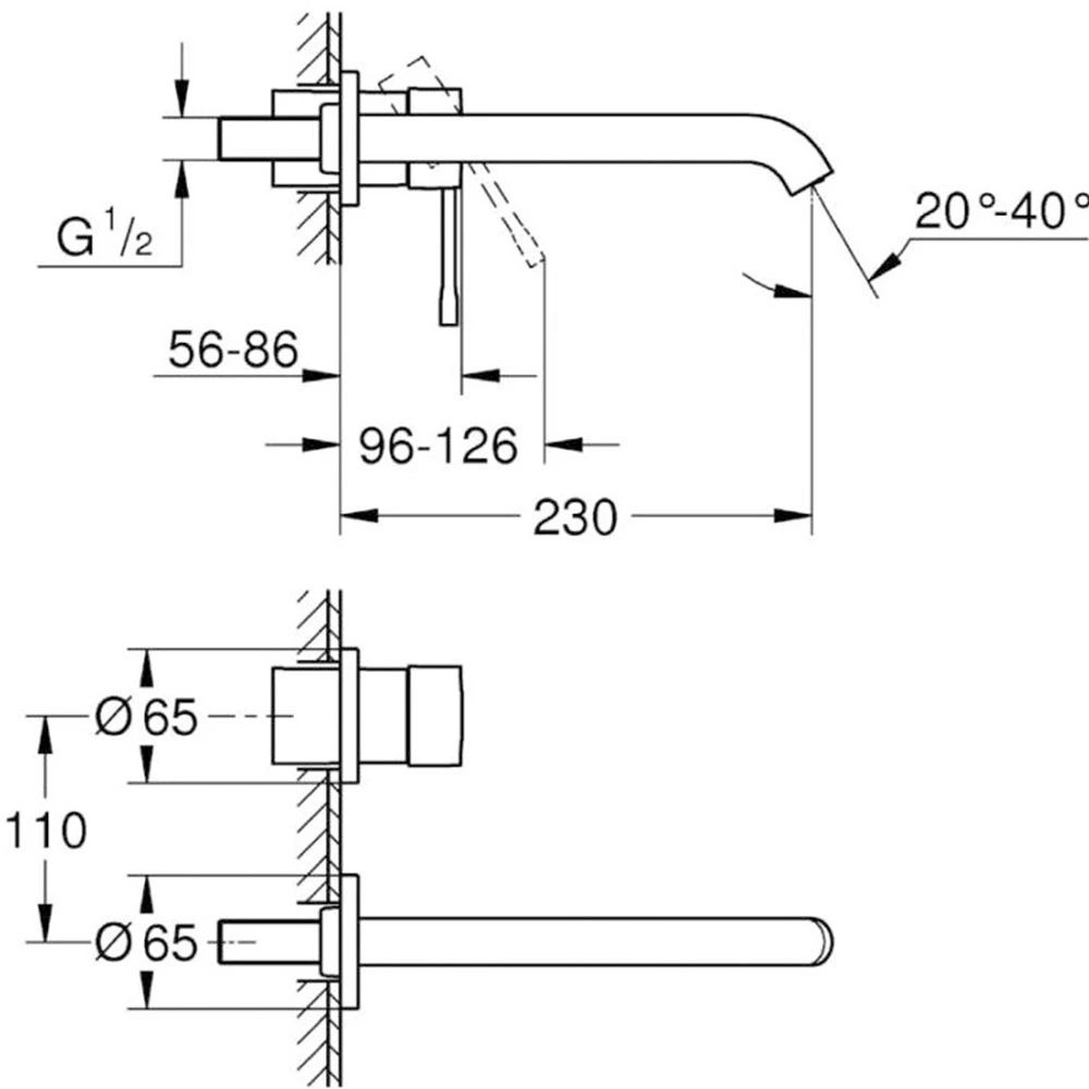 Grohe Essence New İki Delikli Ankastre Lavabo Bataryası - 19967001 2