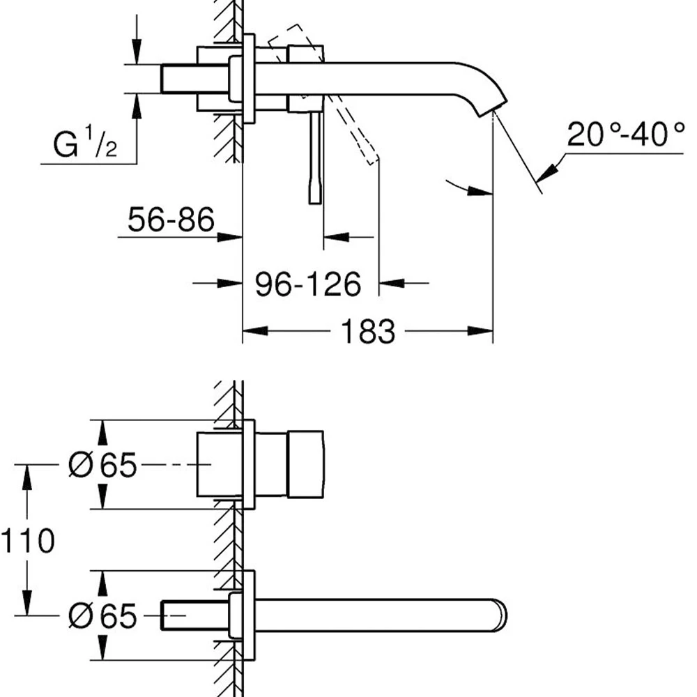 Grohe Essence New İki Delikli Nikel Ankastre Lavabo Bataryası - 19408AL1 2