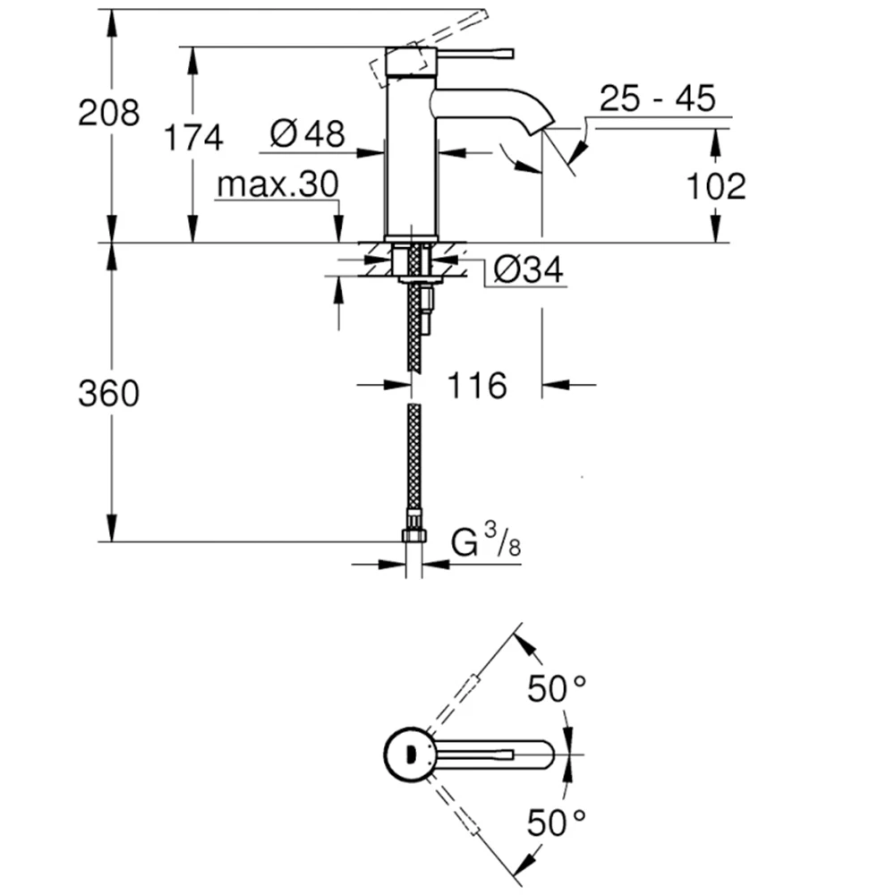 Grohe Essence New Tek Kumandalı Bronz Lavabo Bataryası - 23591001 2