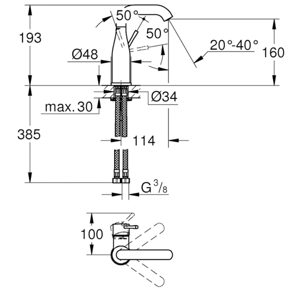 Grohe Essence New Tek Kumandalı Lavabo Bataryası - 23463001 2